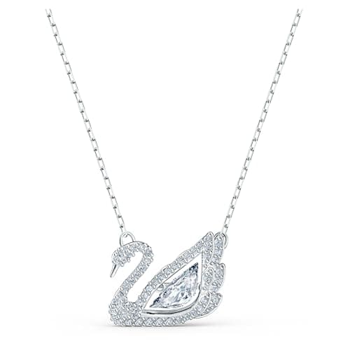 Swarovski Dancing Swan Necklace Jewelry Collection - Rhodium Finish, Blue & Clear Crystals, Elegant Fashion Statement
|