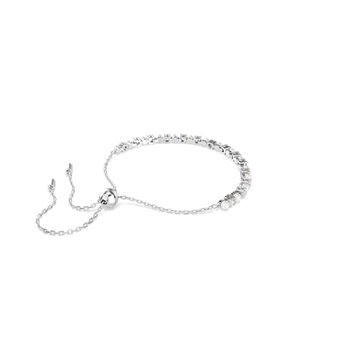 Swarovski Matrix Clear Crystal Pearl Round Cut Rhodium Finished Bracelet for Women Evening Party Jewelry