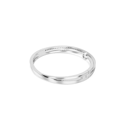 Swarovski Hyperbola Bangle: Mixed Cuts Clear Rhodium Finish for Women Evening Party