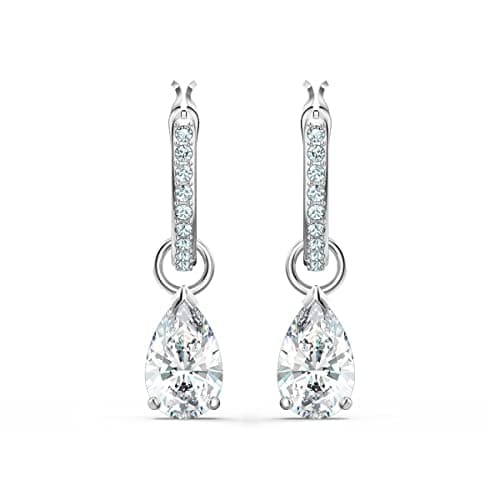 Swarovski Attract Jewelry Collection for Women: Rhodium Tone Neckerche, Earrings, & Bracelet - Crystalline Sparkle
| Sw