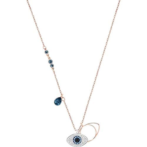 Swarovski Women's Crystal Duo Evil Eye Rose Gold-Plated Necklace Best Sparkle Accessory for Everyday Wear
