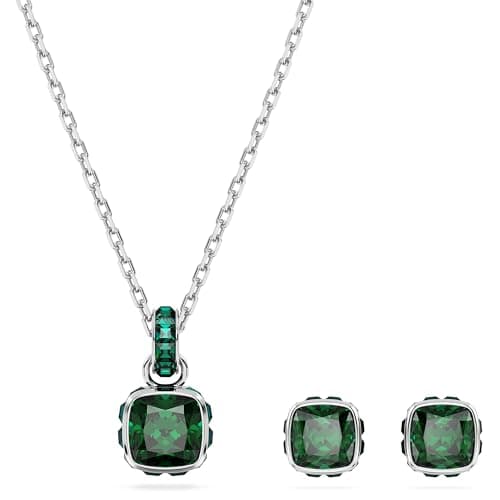 Swarovski Birthstone Stud Earring Collection for Fashionable Women with Square-Cut Stone and Crystals, Rhodium Finish
|