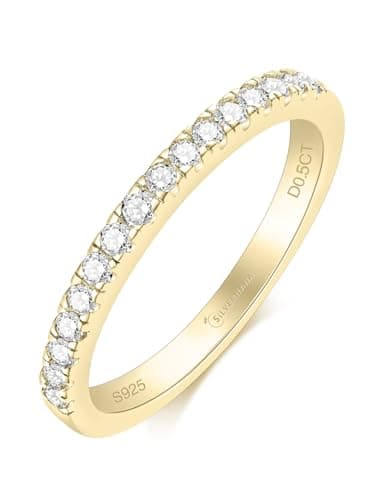 SilverNana Moissanite Wedding Band, 925 Sterling Silver Stackable Eternity Rings for Women Size 4-10
SilverNana Moissani