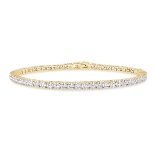 SAVEARTH DIAMONDS Gold Plated Moissanite Bracelet for Women | Stackable Round Moissanite Cuff Bracelets (5.10 Cttw To 5.