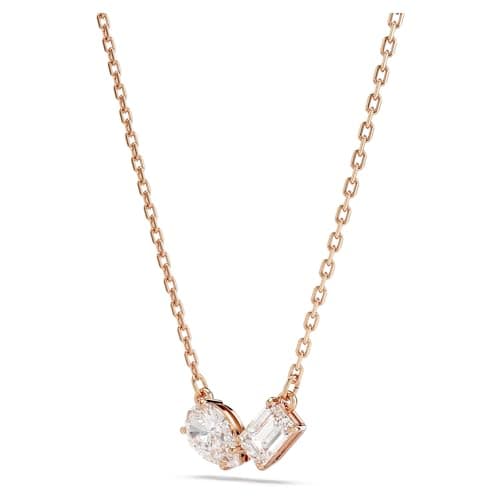 Swarovski Mesmera Clear Mixed-Cut Stones Necklace and Bracelet Set for Women, Rose Gold-Tone Finished Setting, Part of t