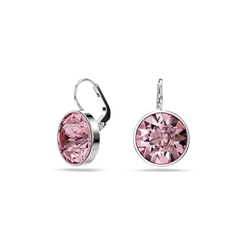 Swarovski Bella Drop Earrings for Women, Round Cut Crystal, Lever Back Closure, Elegant Jewelry, 14mm, Trendy Accessori