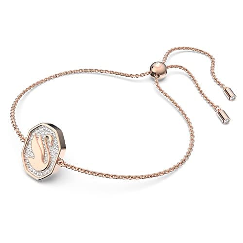 Swarovski Signum White Swan Bracelet, Rose-Gold Tone Plated, Women, Formal Events, Elegant and Charming, 7cm Length