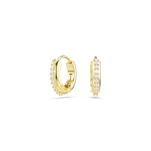 Swarovski Matrix Hoop Earrings, Round Cut Clear Gold-Tone Finished for Fashion Conscious Women for Daily Wear Featuring