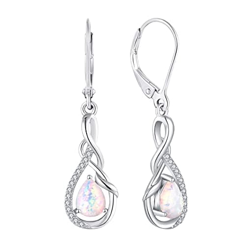 Sterling Silver Infinity Dangle Drop Earrings for Women Evening Parties
| Twisted Gemstone Sterling Silver Leverback Ea
