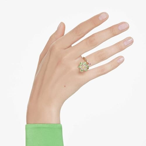 Swarovski Idyllia Open Ring - Mixed Cuts Flower Green Gold-Tone Finish Size 6 3/4 for Women
| Swarovski Idyllia Open Ri