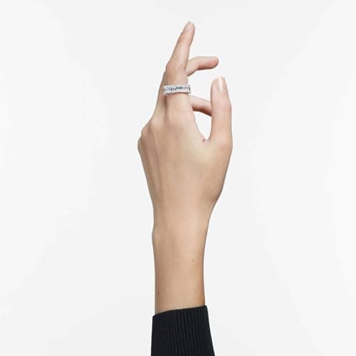Swarovski Matrix Vittore Clear Baguette Ring for Women Rhodium Finish Size 8