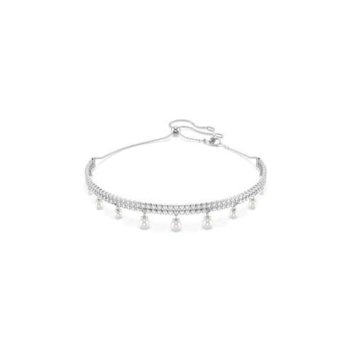 Swarovski Ariana Grande Crystal and Pearl Choker Necklace for Women - Fashion Jewelry Rhodium Finish - CAPSULE COLLECTIO