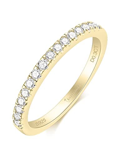 SilverNana Moissanite Wedding Band, 925 Sterling Silver Stackable Eternity Rings for Women Size 4-10
SilverNana Moissani