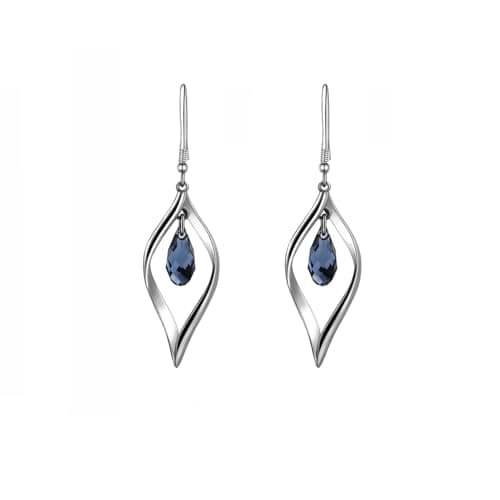 Politeny 18K Gold-Plated 925 Sterling Silver Swarovski Crystal Twist Leaf Fashion Dangle Earrings for Women
| Politeny