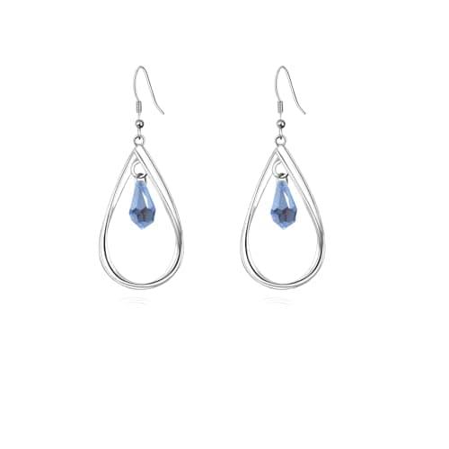 Politeny 18K Gold-Plated 925 Sterling Silver Swarovski Crystal Twist Leaf Fashion Dangle Earrings for Women
| Politeny