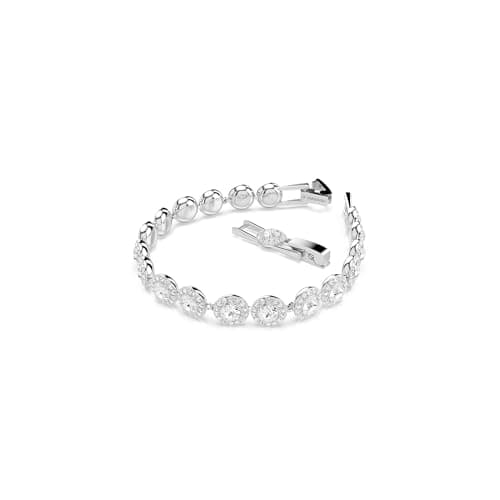 Swarovski Una Angelic Tennis Bracelet: Round Cut Clear Rhodium Finished for Women, Sports and Fitness, Sparkling Shine,