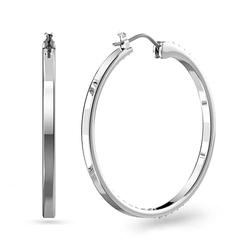 Swarovski Sommerset hoop earrings for women, clear, Rhodium finish, versatile style, 18k gold plating, 0.5ct
| Swarovsk