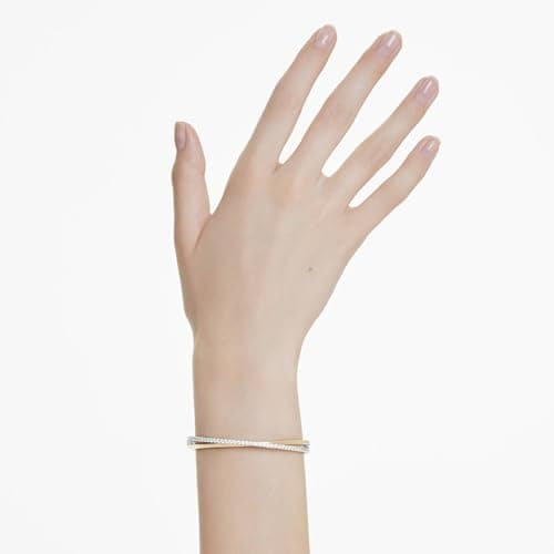 Swarovski Hyperbola Clear Round Cut Mixed Metal Bangle for Ladies as Gifts
