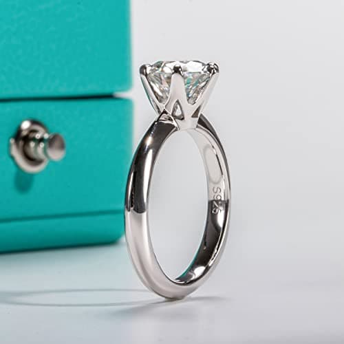 AnuClub 1/2/3/5CT Moissanite Ring, 925 Sterling Silver, Perfect Gift for Wedding, Engagement and Anniversary, Certifica