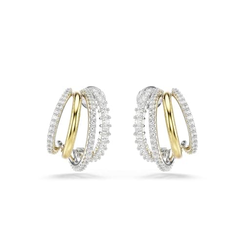 Swarovski Hyperbola Hoop Earrings - Mixed Cuts, Mini Clear Mixed Metal Finish for Women, Everyday Wear | Best Clear Earr