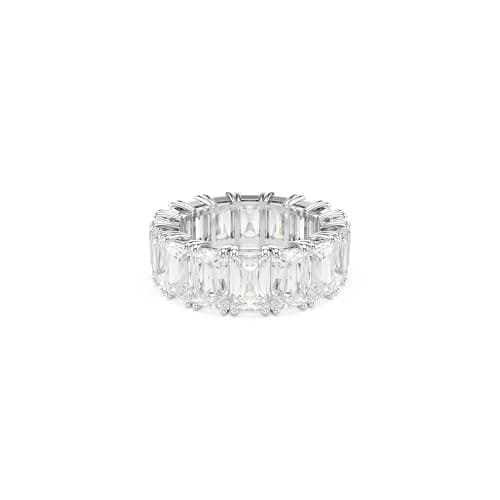 Swarovski Matrix Vittore Clear Baguette Ring for Women Rhodium Finish Size 8