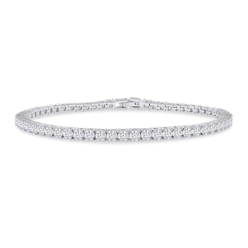 SAVEARTH DIAMONDS Gold Plated Moissanite Bracelet for Women | Stackable Round Moissanite Cuff Bracelets (5.10 Cttw To 5.