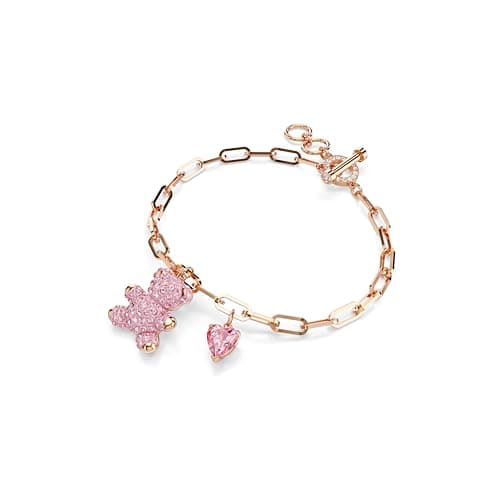 Swarovski Teddy Bracelet for Women, Bear Design, Pink, Rose Gold-Tone Finish, Fashion Accessory
