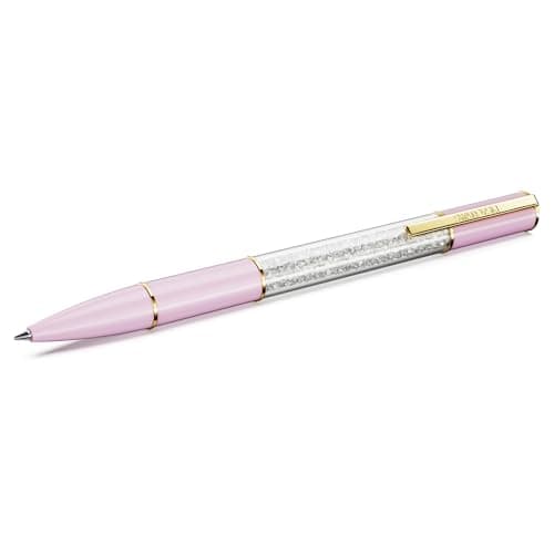 Swarovski Crystalline Ballpoint Pen: White Lacquered Barrel with Eight Crystal Facets | Premium Writing Instrument | Ele