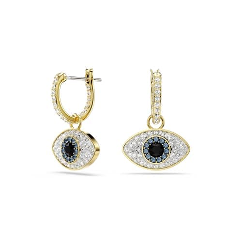 Swarovski Symbolica Blue Evil Eye Drop Earrings for Women Gold-Tone Finished Formal Events