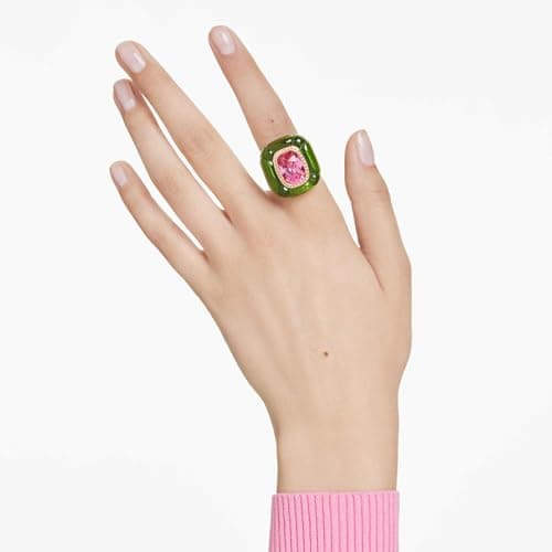 Swarovski Dulcis Multicolored Cocktail Ring, Cushion Cut, Pavé, Size 6 3/4 for Women at Parties and Special Occasions