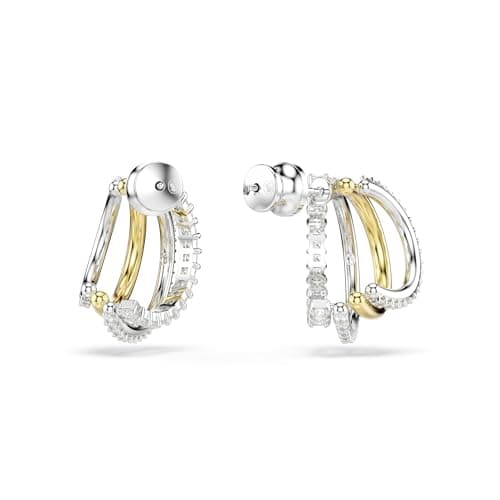 Swarovski Hyperbola Hoop Earrings - Mixed Cuts, Mini Clear Mixed Metal Finish for Women, Everyday Wear | Best Clear Earr
