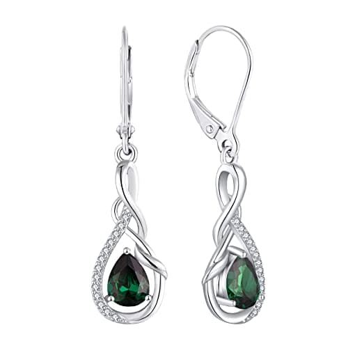 Sterling Silver Infinity Dangle Drop Earrings for Women Evening Parties
| Twisted Gemstone Sterling Silver Leverback Ea