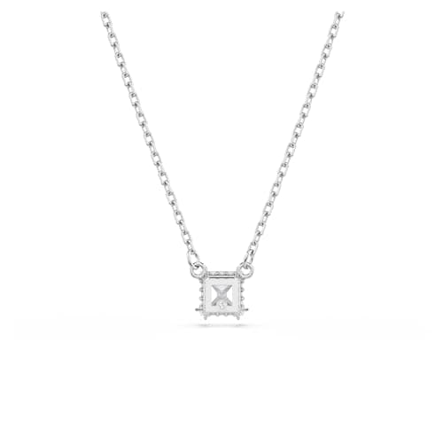 Swarovski Stilla Pendant Square Cut Clear Rhodium Finished Jewelry for Women Evening Party