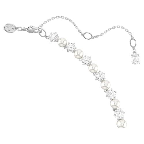 Swarovski Matrix Tennis Necklace: Crystal Pearl, Round Cut, Clear, Rhodium Finish for Women Sporty Jewelry