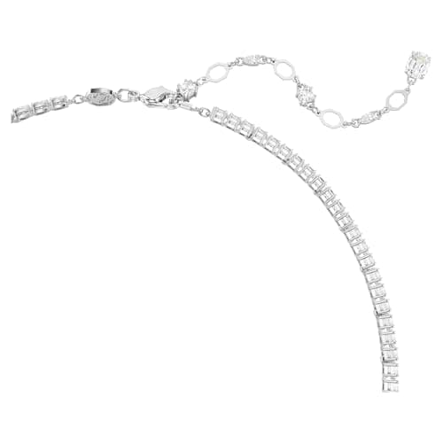 Swarovski Matrix Y Necklace | Mixing Cuts Clear Rhodium Finished Necklace for Women | Elegant Everyday Jewelry | 18 Inch