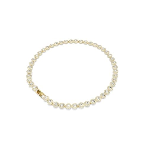 Swarovski UNA Angelic Tennis Necklace - Round Cut Clear Gold-Tone Finish for Women on Court