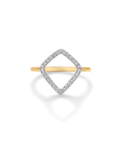 PAVOI 14K Gold Plated Two Toned Mixed Metals Diamond Shaped Geometric Statement Ring for Women | Cubic Zirconia Jeweller