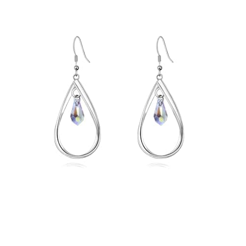 Politeny 18K Gold-Plated 925 Sterling Silver Swarovski Crystal Twist Leaf Fashion Dangle Earrings for Women
| Politeny