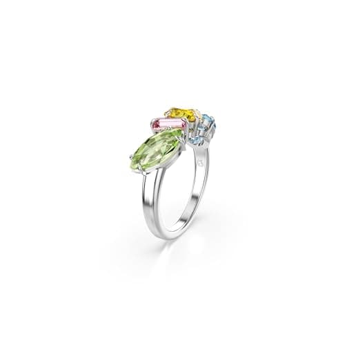 Swarovski Gema Ring, Mixed Cuts, Multicolored, Rhodium Finished, Perfect Gift for Special Occasions; Size: US 7, EU 55