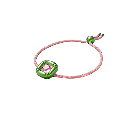 Swarovski Dulcis Soft Bracelet Pink Crystal Green Setting Pink Cord Women Accessories