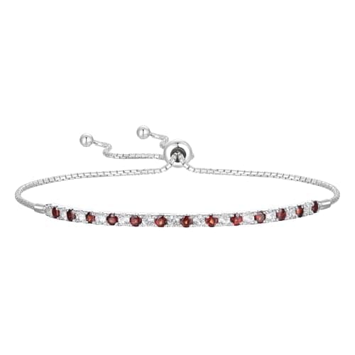 Tirafina Gemstone and Lab-Created White Sapphire Adjustable Bolo Bracelet for Women, Easy-On Easy-Off, Perfect for Casua