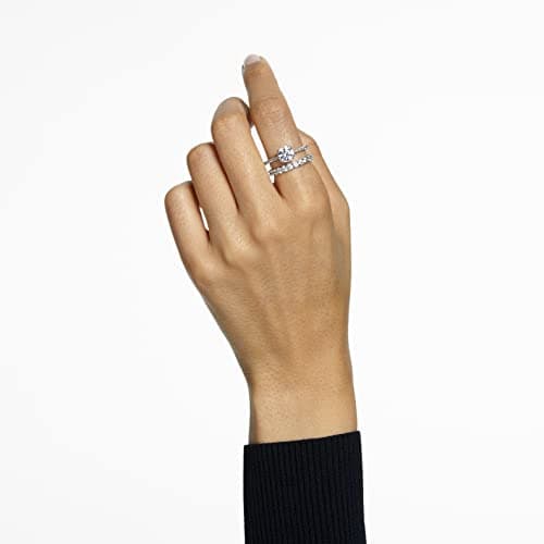 Swarovski Constella Ring Set Collection for Women, Clear Crystals, Elegant Rhodium Tone Finish, Stylish Jewelry, 6pcs Se