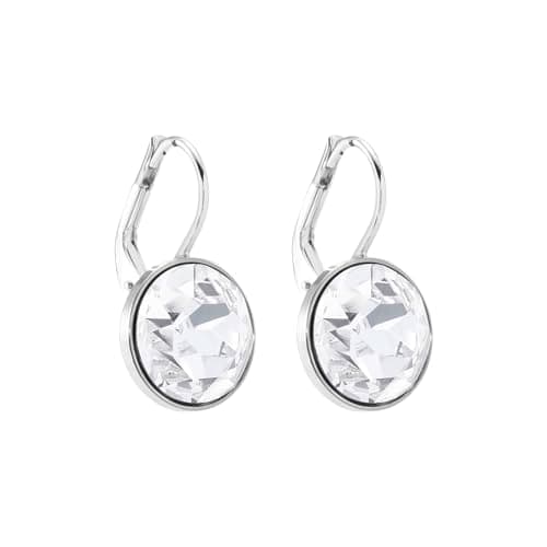 Swarovski Bella Drop Earrings for Women, Round Cut Crystal, Lever Back Closure, Elegant Jewelry, 14mm, Trendy Accessori