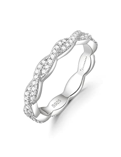 SilverNana Moissanite Wedding Band, 925 Sterling Silver Stackable Eternity Rings for Women Size 4-10
SilverNana Moissani