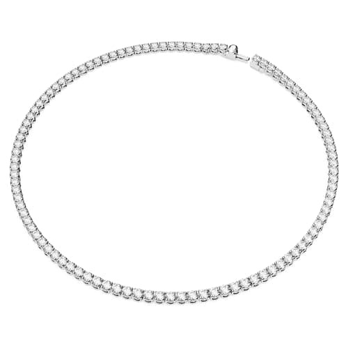 Swarovski Matrix Tennis Clear Round Cut Rhodium Finished Necklace for Women During Sports