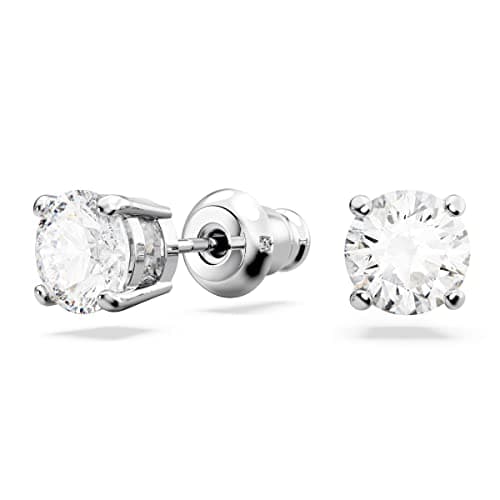 Swarovski Matrix Tennis Jewelry Set for Women, All-Round Necklace and Pierced Stud Earrings, Rhodium Finished Clear Crys