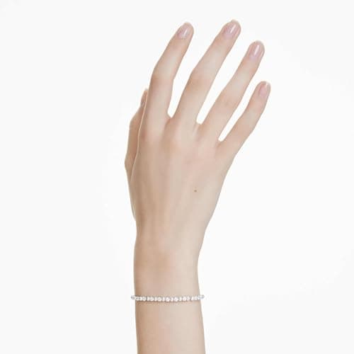 Swarovski Matrix Clear Crystal Pearl Round Cut Rhodium Finished Bracelet for Women Evening Party Jewelry