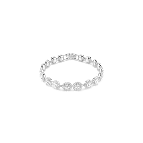 Swarovski Una Angelic Tennis Bracelet: Round Cut Clear Rhodium Finished for Women, Sports and Fitness, Sparkling Shine,