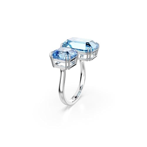 Swarovski Millenia Open Ring, Octagon Cut Blue Rhodium Finish for Fashionista Women Evening Party Jewelry