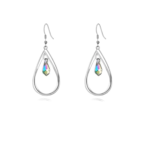 Politeny 18K Gold-Plated 925 Sterling Silver Swarovski Crystal Twist Leaf Fashion Dangle Earrings for Women
| Politeny